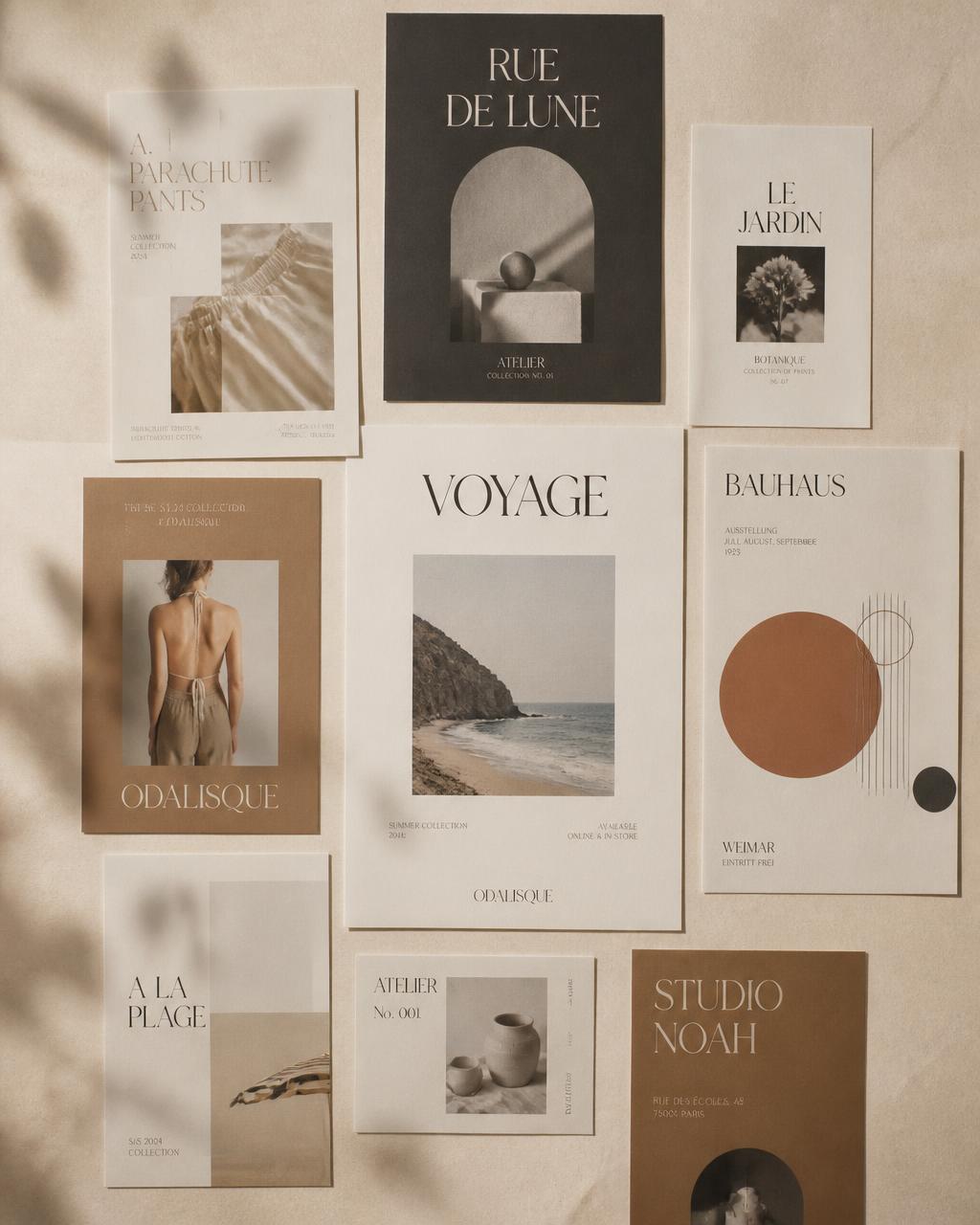 Editorial design: magazine, book cover and layout with typographic composition